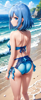 かわいい後ろ姿の青髪さん