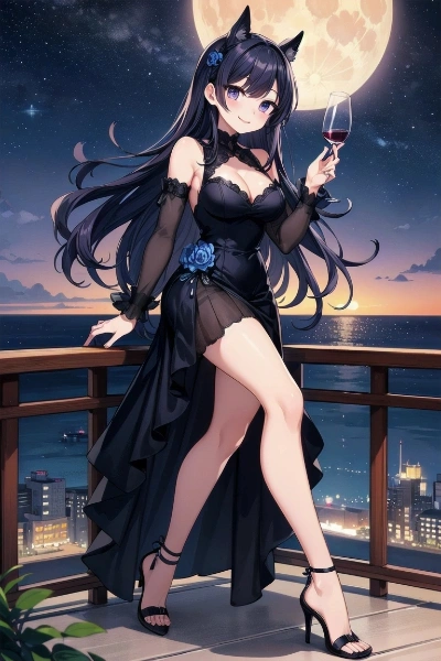 満月な夜景に乾杯