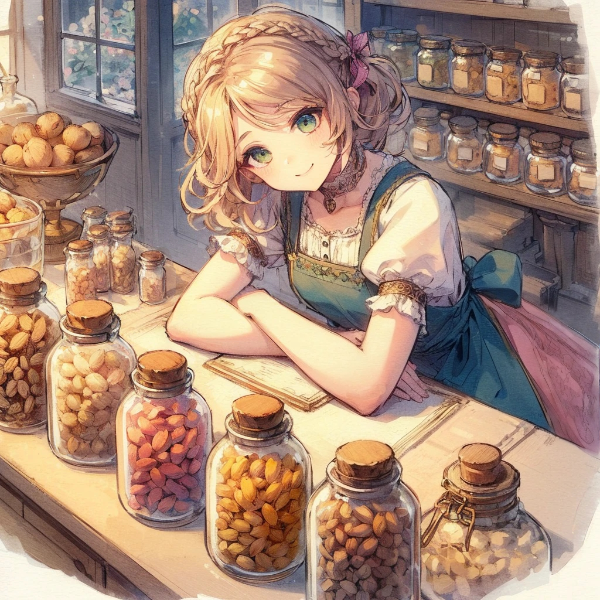 瓶入りナッツと少女