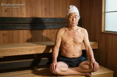 内なる炎：薄暗いサウナ室での瞑想