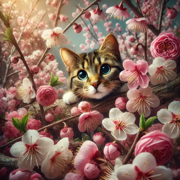 梅の花と猫さん