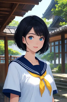 寺院の少女と夏の秘密の出会い