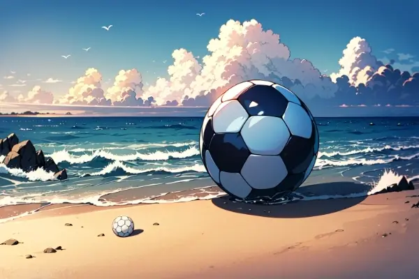 Soccer ball in beach