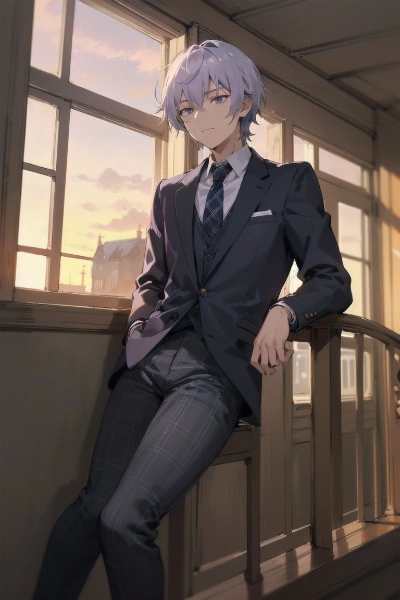 木造校舎の塔から様子を覗う男子高生（じつは魔術師）其之ニ