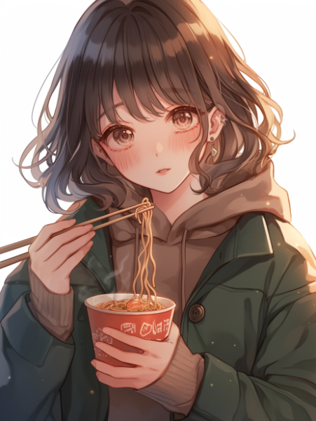 とある日に一人でカップラーメンを食べる子
