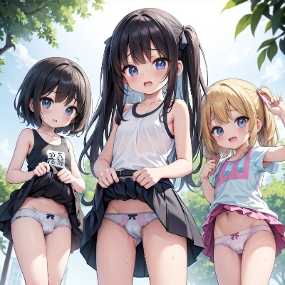 「汗でべたべたー」「男の子には見せられないね💦｝