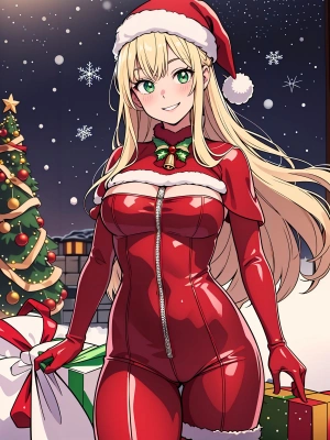 ぴっちりスーツサンタ少女