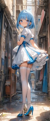 路地裏の青髪さん
