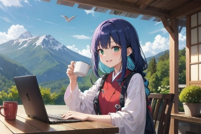 森林浴しながら仕事中