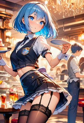 学生風制服のウエイトレスさん