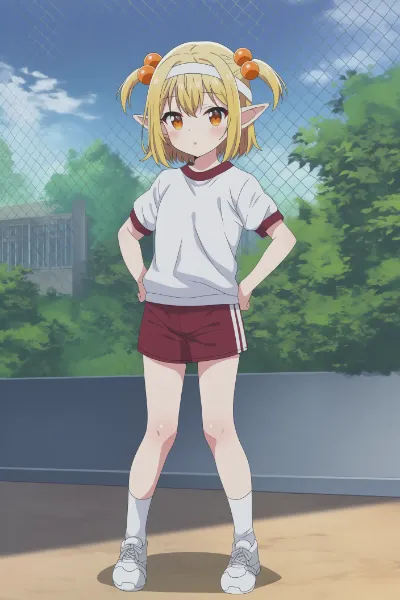 体操着で裾を出すエルフさん