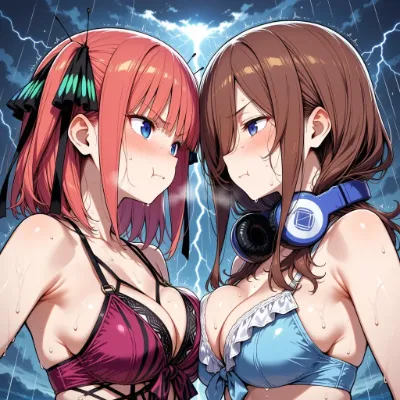 雷鳴のビーチでの姉妹バトル