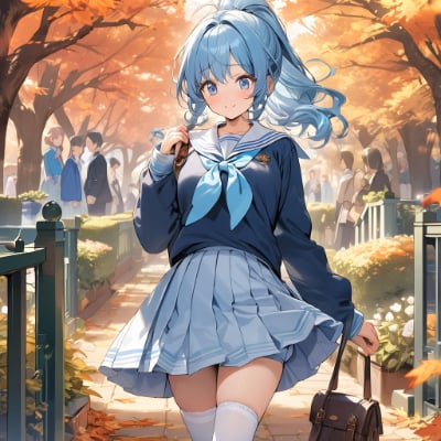 秋の通学路