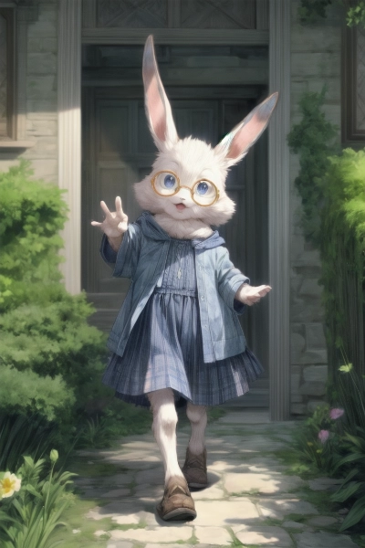 メガネのウサギ学生