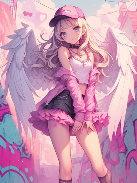 No.1403 ピンクエンジェル✕落書きのストリートガール✕フリルの女の子