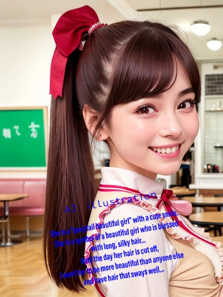 笑顔のポニーテール美少女