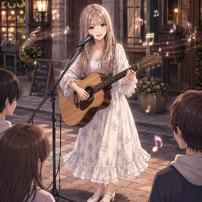 路上ライブをする女の子♪