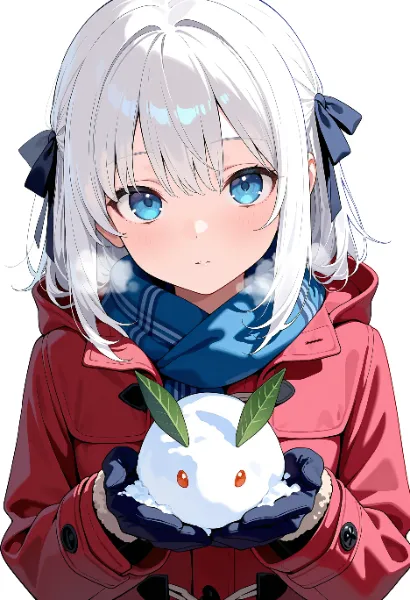 うちの子と雪うさぎ