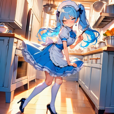 朝のいそがしいメイドさん