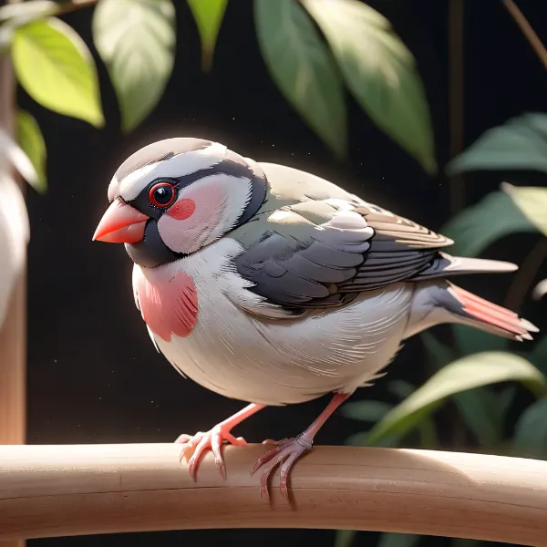 とまり木に掴まっている文鳥
