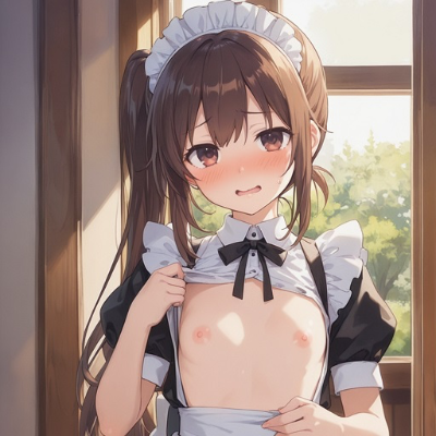 乳出しメイド見るだけ