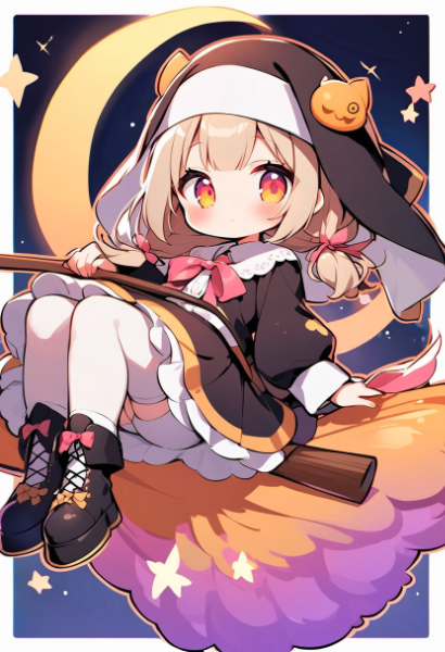 箒に座るシスターちゃん