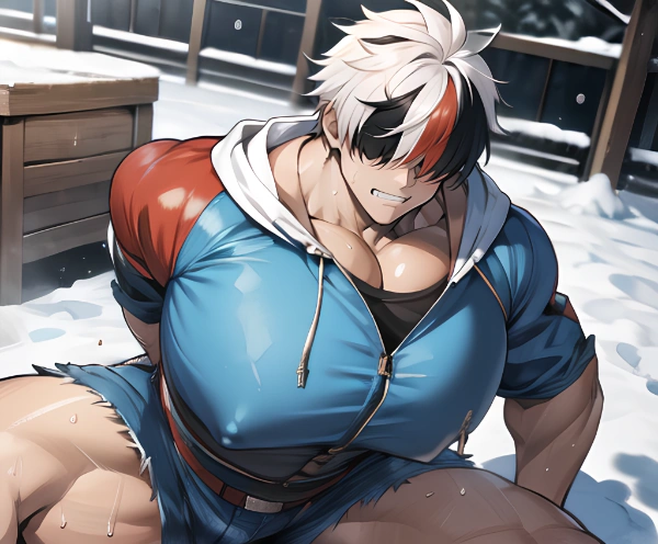 爆乳目隠れ男子