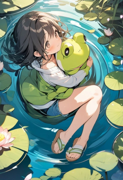 おおきなカエルさんを抱っこ