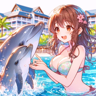 心夏のイルカと戯れる夏