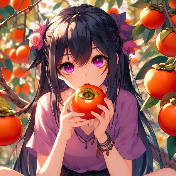 おいしい柿を食べている、うちの子＊(8枚)