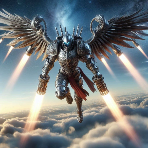 空を自由に飛んでいるナイト