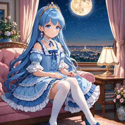 夜の青髪お姫様