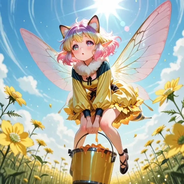 10枚）菜の花と蜂娘さん