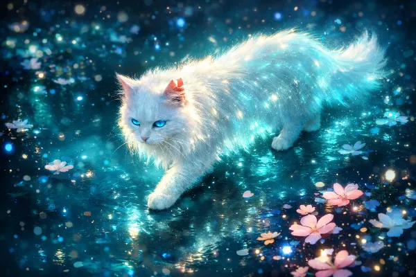 星空を纏う白猫の夢幻散歩