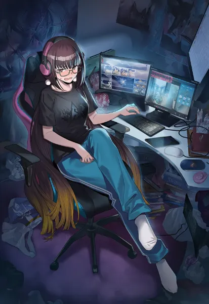 汚部屋で配信をするFGOの刑部姫ちゃん