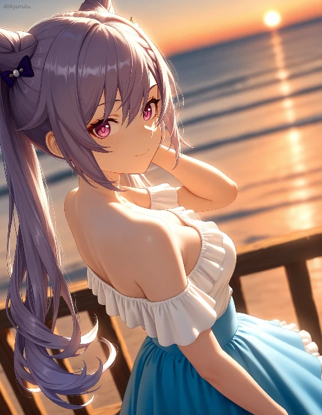 刻晴とデート 夕日