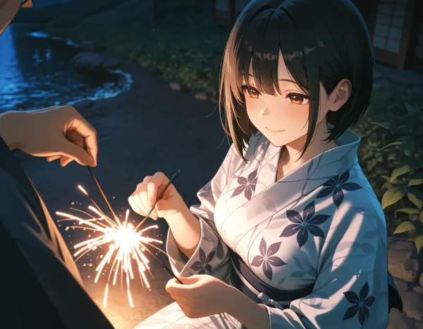 田中先生と桜子さん・花火