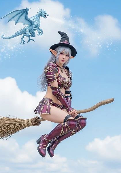 空を舞うエルフ魔女と蒼き守護竜