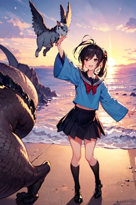 モンスターと触れ合う少女