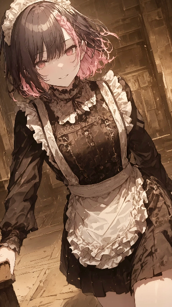 ピンク髪の魅惑メイド