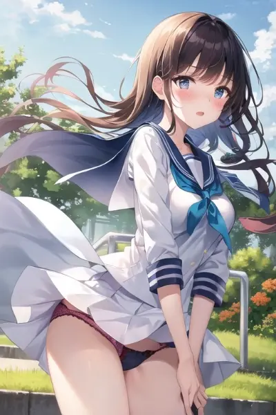 練習(風のいたずらによるパンチラ)