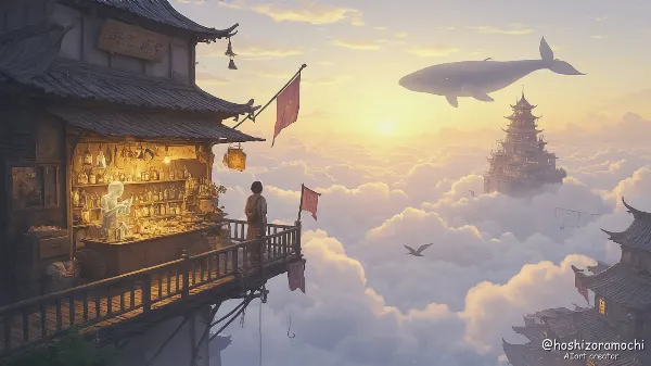 雲上の市場、記憶を売る店☁️🕯️