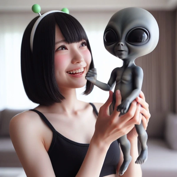 異星人を抱っこする少女👽
