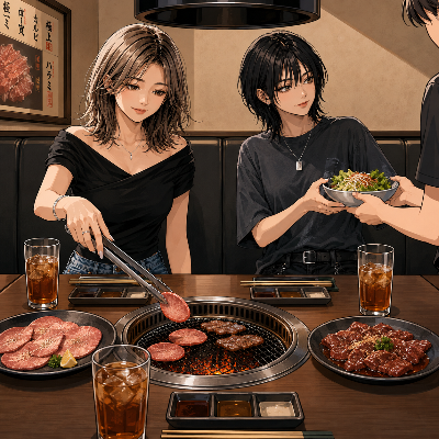 一緒に焼き肉風♪（クール、ウルフ）