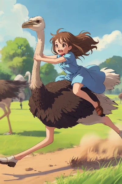 ダチョウに乗る