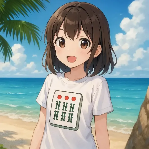 海辺の麻雀少女