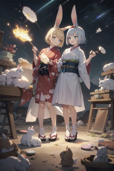 金卯玉兎の月面餅つき其之ニ