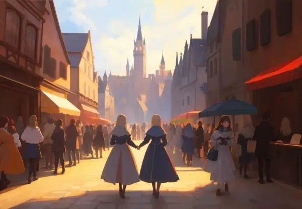 夕暮れの雑踏を行く