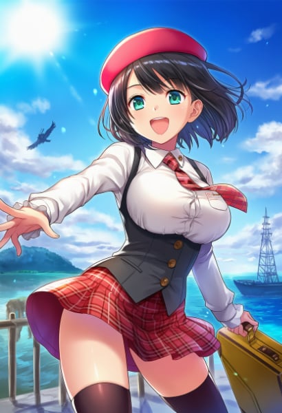 港町を旅する少女