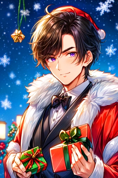 クリスマスイブの夜の、プレゼントとサンタクロースな黒髪短髪男性★その1（31枚）